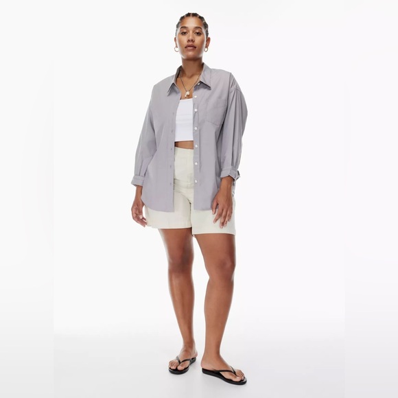 Aritzia wilfred purple slate weekend poplin shirt size xxs xxsmall worn once - Picture 8 of 12